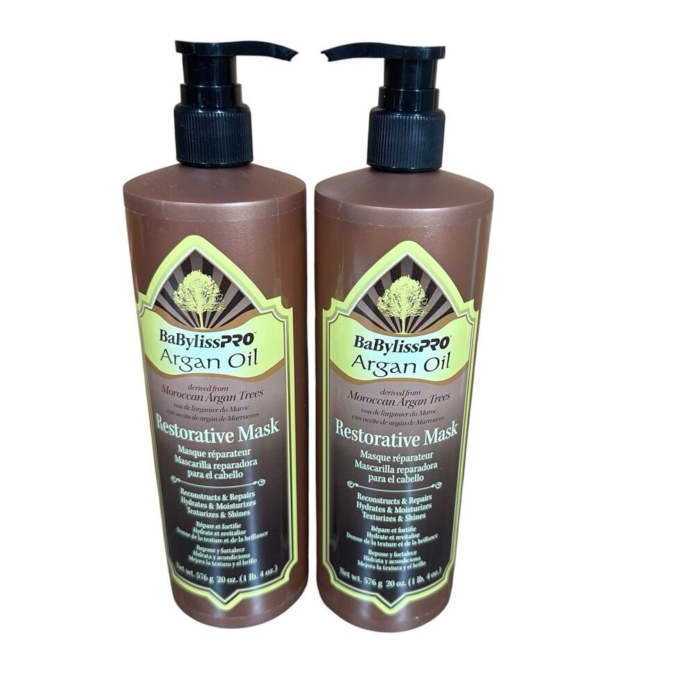 PACK OF 2 BaByliss Pro Argan Oil Moroccan Argan Trees Restorative Mask 20oz